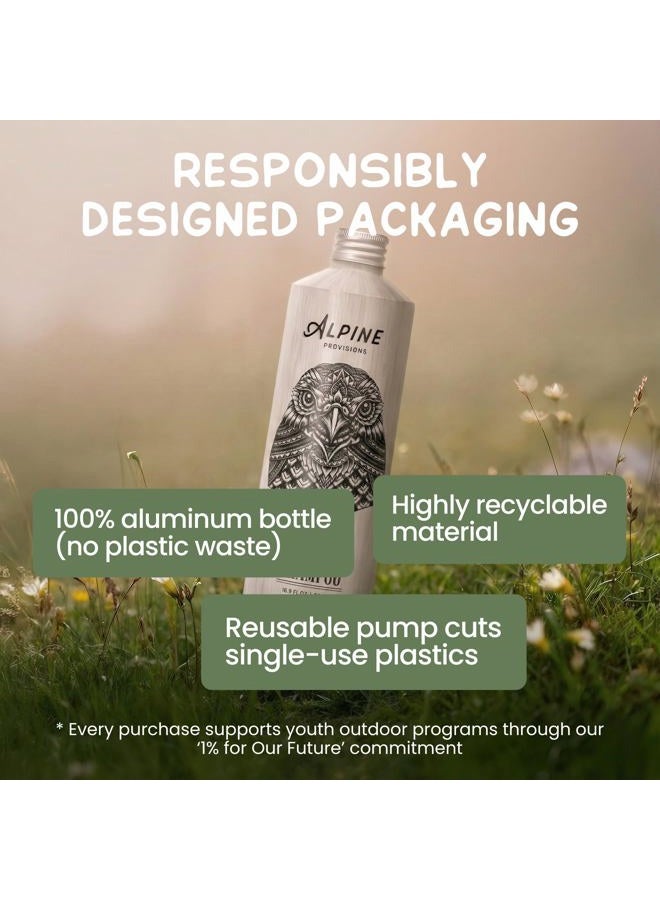 Alpine Provisions Organic Shampoo, Cedar + Sandalwood, 16.9 fl oz Plastic-Free Aluminum Bottle - Image 5